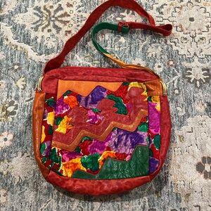 Sharif Vintage Lizard Leather Color Block Crossbody Bag